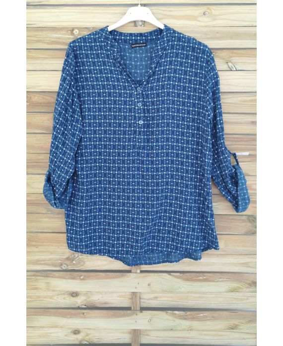 BLUSE DRUCKT 3023 BLAU