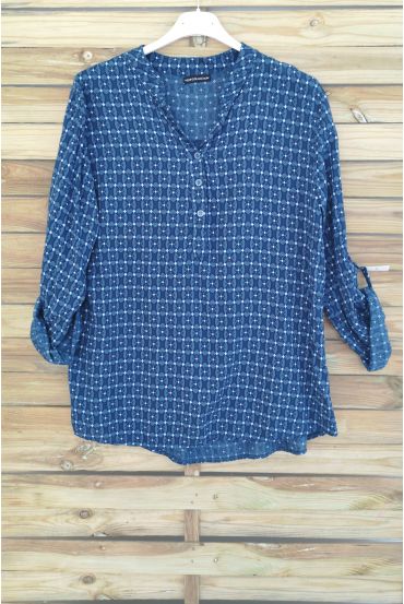 BLUSE DRUCKT 3023 BLAU