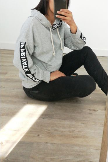 SWEAT A CAPUCHE VIP PRIVATE 3038 GRIS