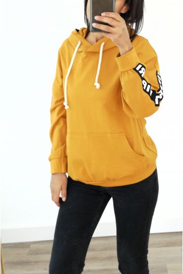 SWEATSHIRT MIT KAPUZE HAT VIP PRIVATE 3038 SENF