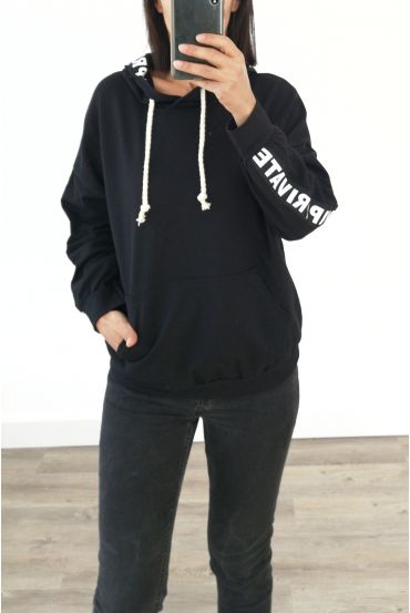 SWEAT A CAPUCHE VIP PRIVATE 3038 NOIR