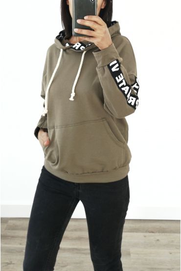 SWEATSHIRT MIT KAPUZE HAT VIP PRIVATE 3038 MILITÄR GRÜN