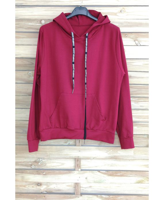 SWEATSHIRT MIT KAPUZE HAT 3040 BORDEAUX