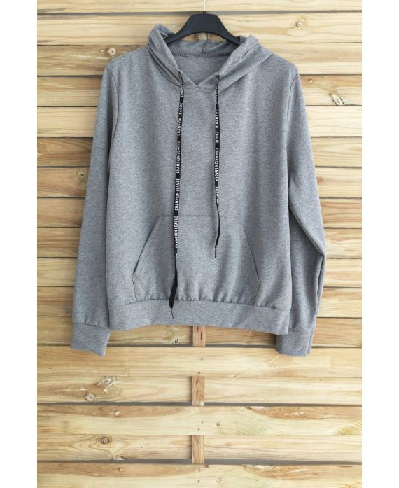 SWEATSHIRT MIT KAPUZE HAT 3040 GRAU DUNKEL