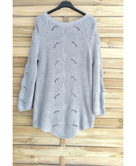 PULLOVER LAINE AJOURE 3015 GRIS