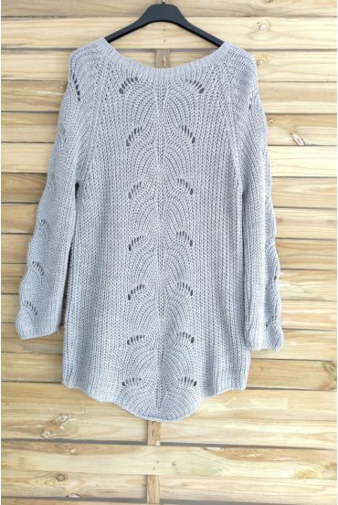 PULLOVER WOLLE AJOURE 3015 GRAU