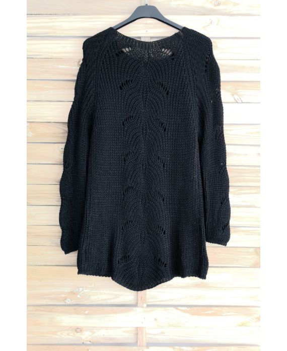 PULLOVER WOOL AJOURE 3015 BLACK