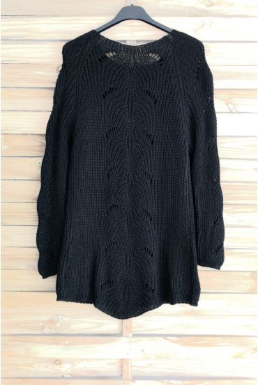 PULLOVER WOOL AJOURE 3015 BLACK