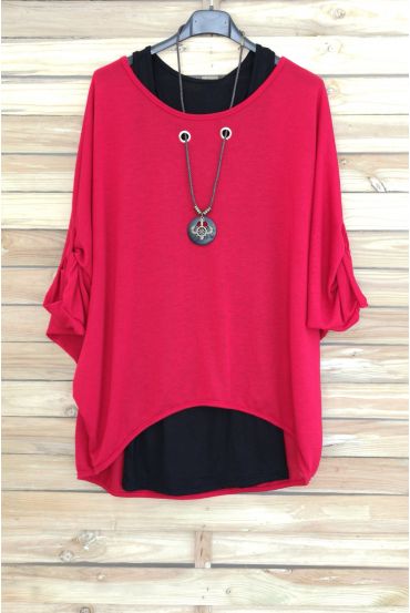 PULL 2 PIECES BIJOU INTEGRE 3051 ROUGE