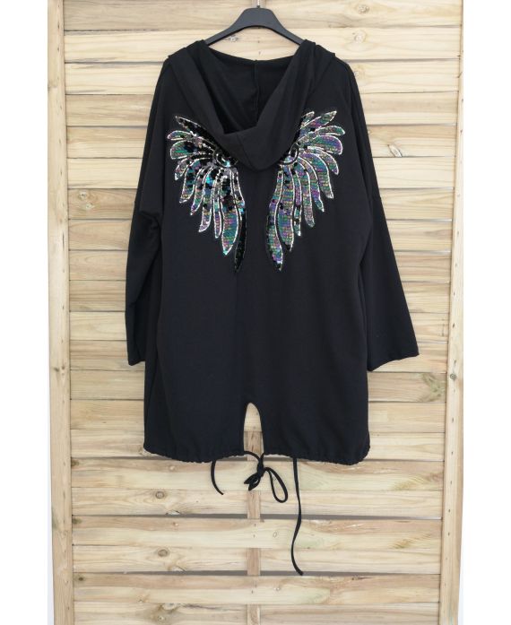 VESTE DOS AILES A PAILLETTES 3040 NOIR