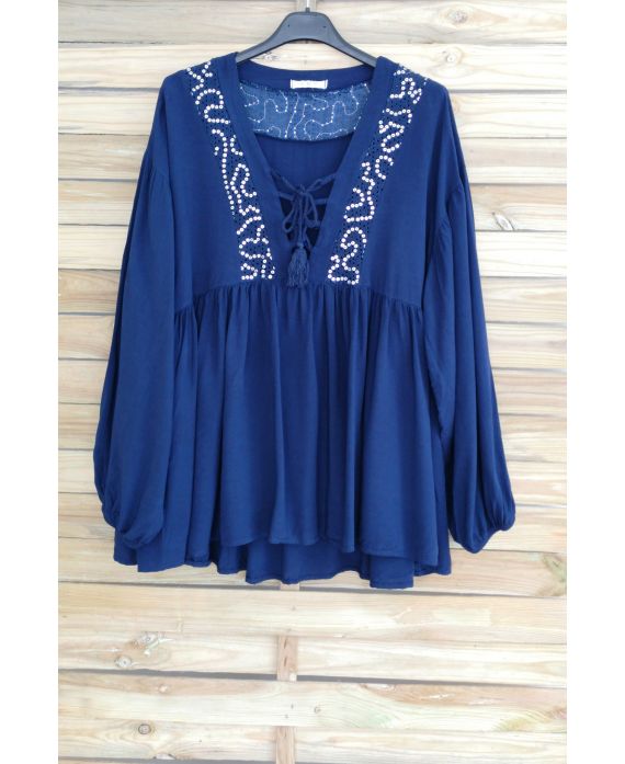 TUNICA OVERSIZE HA PAILLETTES 3045 BLU NAVY