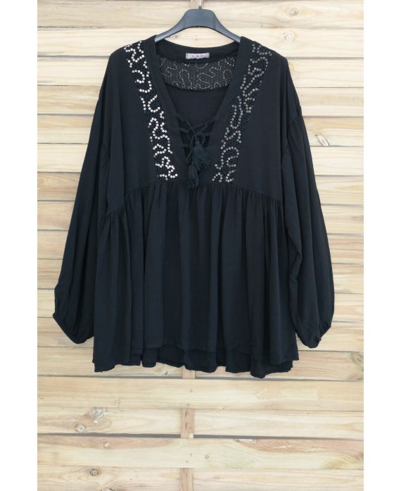 TUNIC OVERSIZE HAS SEQUINS 3045 BLACK