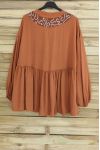 TUNIQUE OVERSIZE A PAILLETTES 3045 BRIQUE