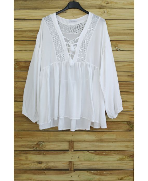 TUNIC OVERSIZE HAS SEQUINS 3045 WHITE