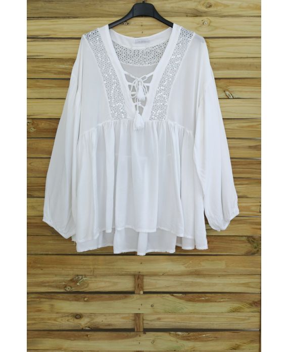 TÚNICA OVERSIZE HA LENTEJUELAS 3045 BLANCO