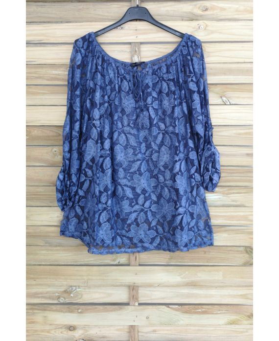 SET 2 PIECES LACE 3047 NAVY BLUE