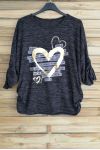 LARGE SIZE PULL FLOCKING HEART-3052 BLACK