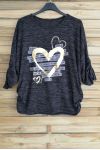 LARGE SIZE PULL FLOCKING HEART-3052 BLACK