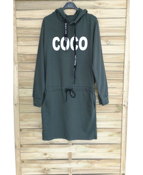 DRESS HAS HOODY COCO 3063 MILITARY GREEN