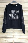 SWEAT PAILLETTES JE SUIS UNE PRINCESSE 3012 NOIR