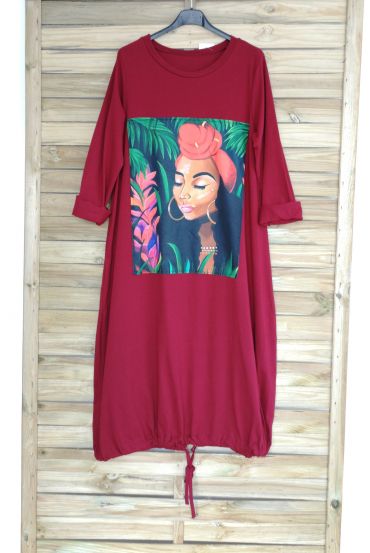 ROBE LONGUE OVERSIZE FEMME 3060 VERT BORDEAUX