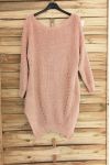 PULL TUNIQUE LONG AJOURE 3066 ROSE