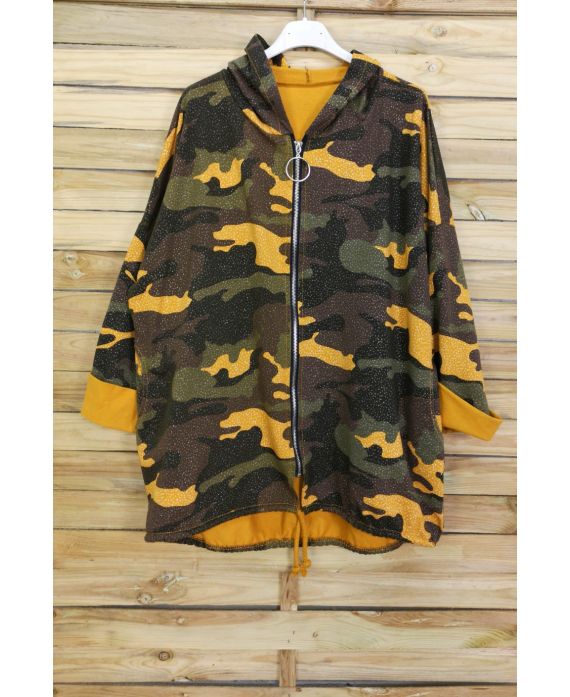 JACKET LEOPARD HAS HOOD EFFECT "IRISE" 3092 MUSTARD