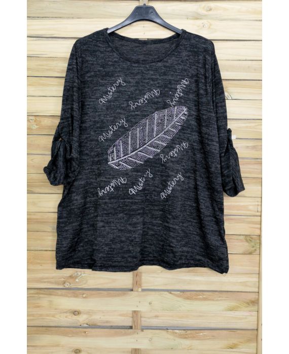 DI GRANDI DIMENSIONI MAGLIONE STRASS 3093 NERO