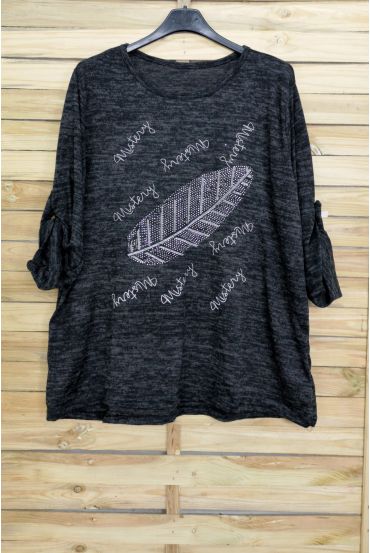 LARGE SIZE SWEATER RHINESTONE 3093 BLACK