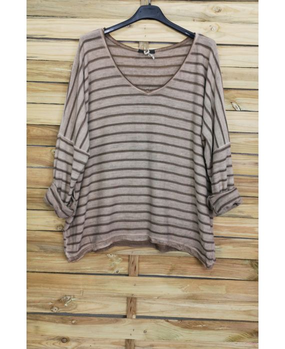 PULL COL V 3087 TAUPE