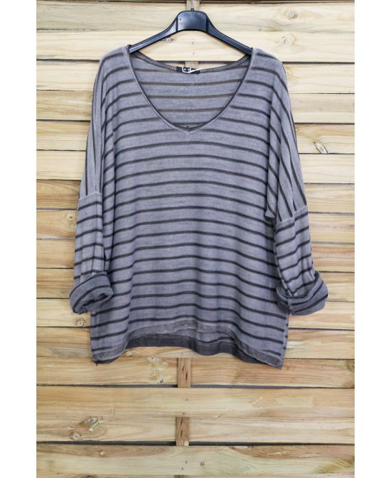 PULL COL V 3087 GRIS