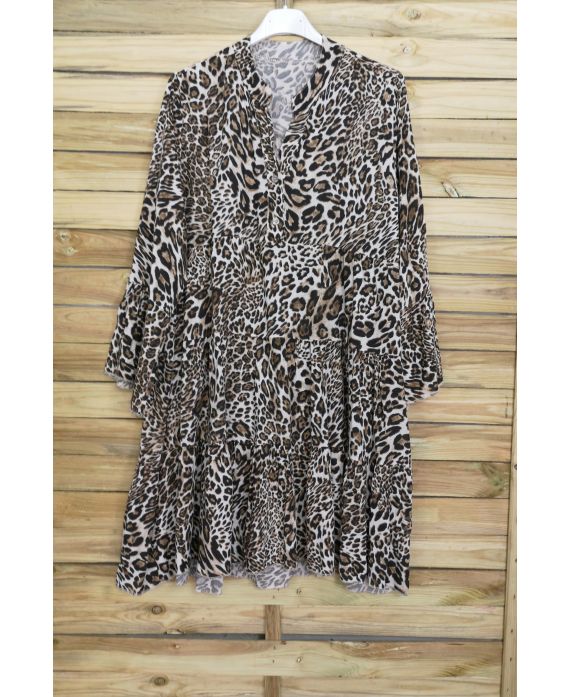 ABITO TUNICA OVERSIZE LEOPARD 3080 BEIGE