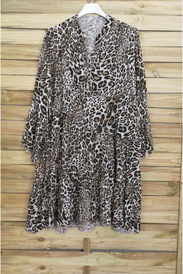 ABITO TUNICA OVERSIZE LEOPARD 3080 BEIGE