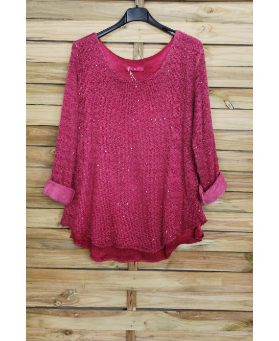 PULL MOHAIR SEQUINS 3069 BORDEAUX