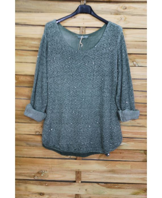 SWEATER MOHAIR SEQUINS 3069 MILITARY GREEN