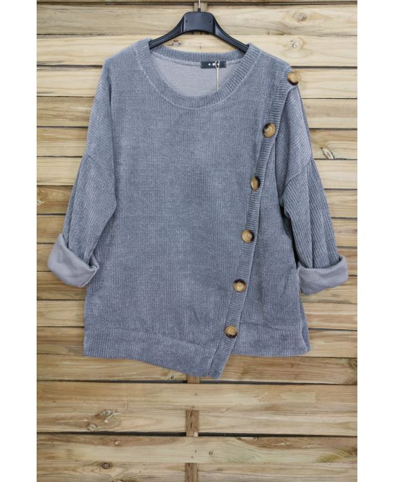 PULLOVER VELOUR BUTTONS 3068 GREY