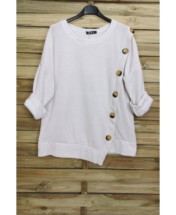 PULLOVER VELOUR BUTTONS 3068 WHITE