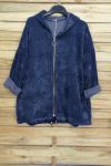 VESTE ZIPPEE VELOUR 3085 NAVY BLUE