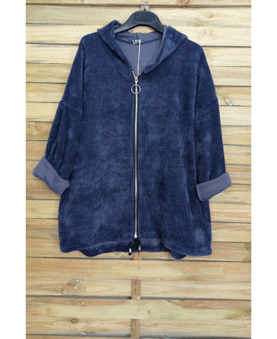 VESTE ZIPPEE VELOUR 3085 BLU NAVY