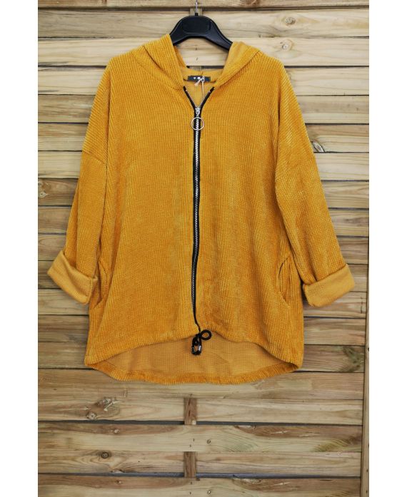 VESTE ZIPPEE VELOUR 3085 MUSTARD