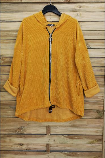 VESTE ZIPPEE VELOUR 3085 MUSTARD