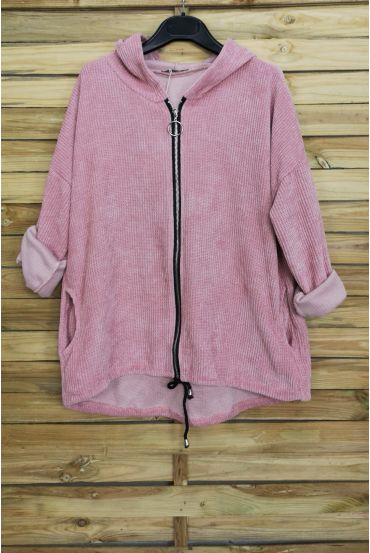 VESTE ZIPPEE VELOUR 3085 ROSE