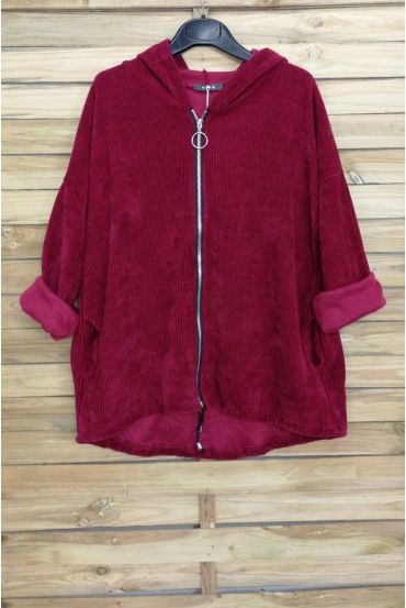 VESTE ZIPPEE VELOUR 3085 RED