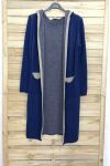 CARDIGAN LUNGO IN MOHAIR HA IL CAPPUCCIO 3083 BLU NAVY