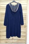 CARDIGAN MET LANGE MOHAIR KAP HEEFT 3083 NAVY BLAUW