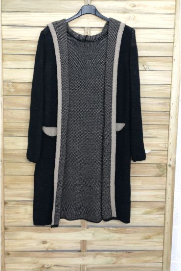 CARDIGAN LARGO DE MOHAIR HA CAMPANA 3083 NEGRO