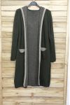 CARDIGAN LONG MOHAIR HAS HOOD 3083 MILITARY GREEN