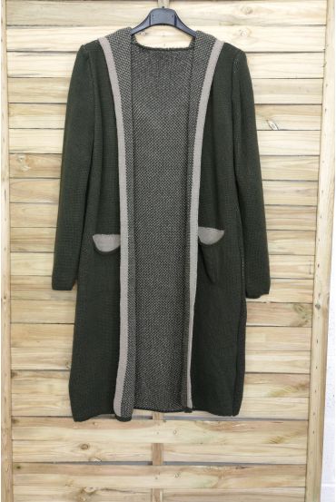 CARDIGAN LONG MOHAIR HAS HOOD 3083 MILITARY GREEN