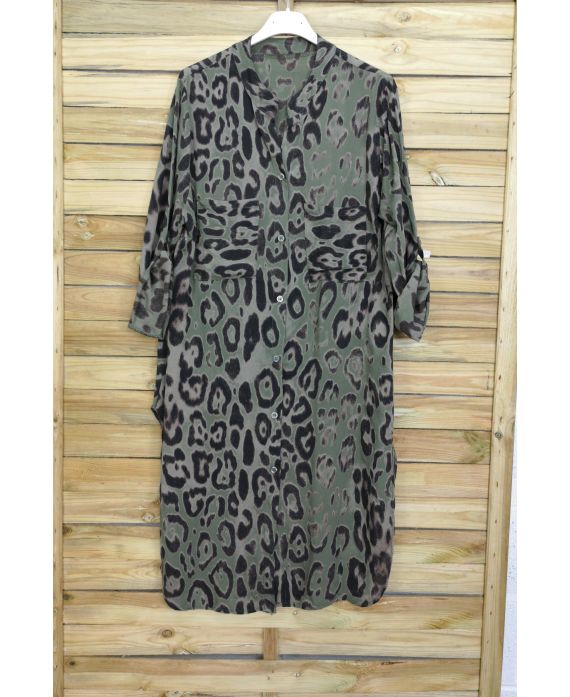 TUNIC LONG OVERSIZE LEOPARD 3095 MILITARY GREEN