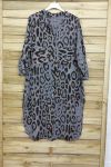 TUNICA LUNGA OVERSIZE LEOPARD 3095 BLU